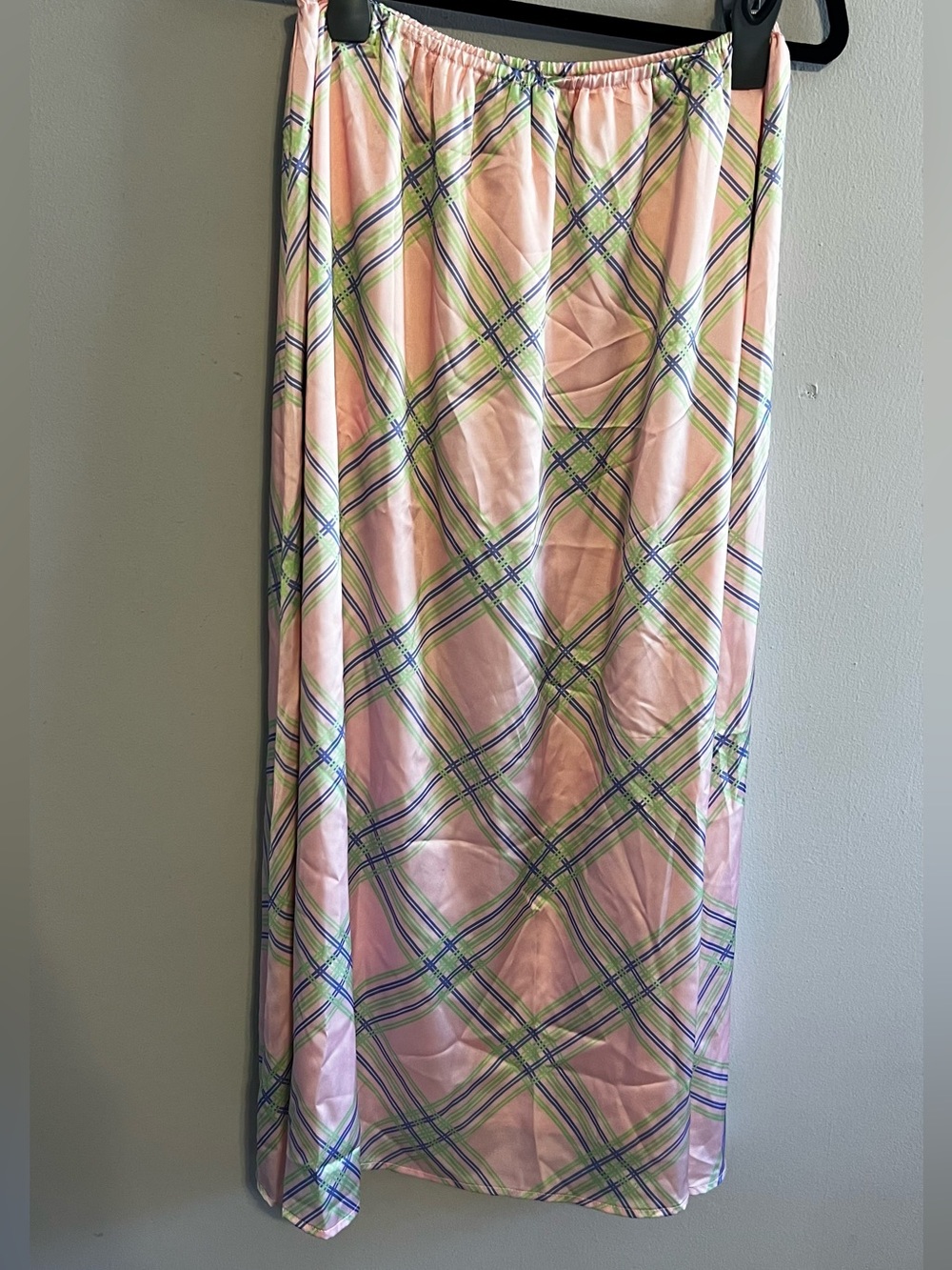 Petal & Pup Pink Plaid Maxi Skirt with Green & Blue Accents | Women’s Medium